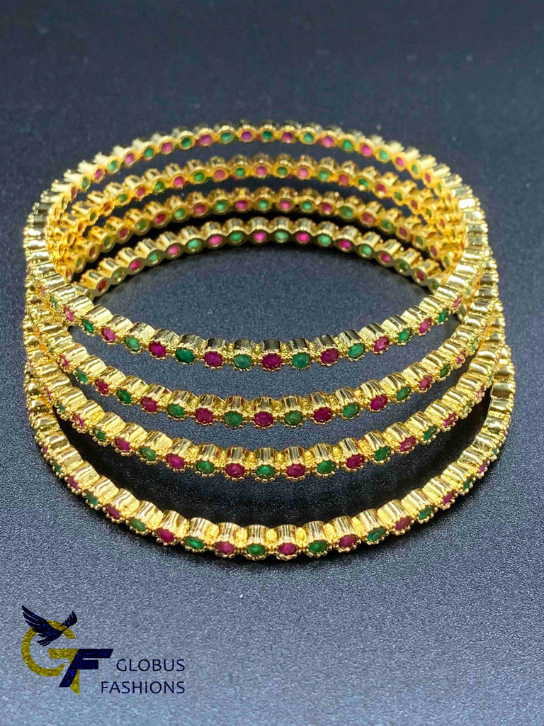 Multicolor stones set of four bangles