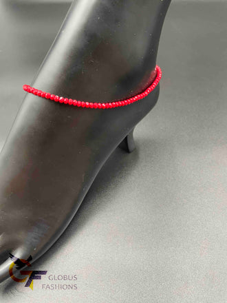 Dark red Crystal beads single anklet