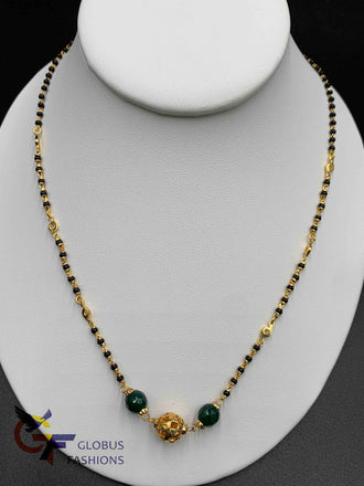 Simple design black Beads Chain with gold ball pendant