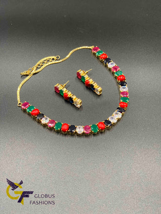 Cute multicolor stones necklace set