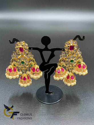 Unique peacock desig with handing Stones Jumka Earrings
