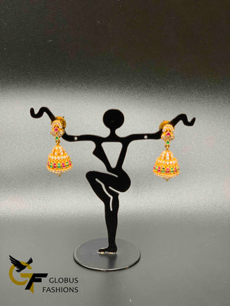 Multicolor stones jumka earrings