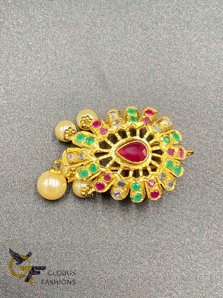 Nice multicolor stones with cz stones hair clip