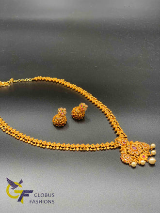 Cute flower design antique look long necklace set