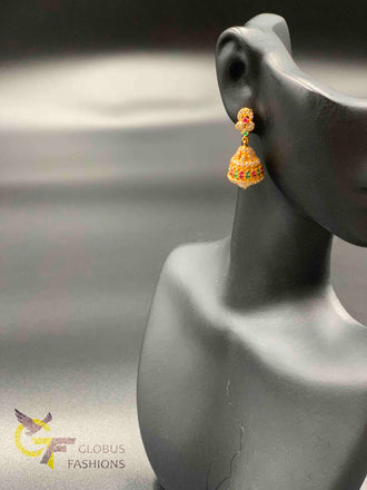Multicolor stones jumka earrings