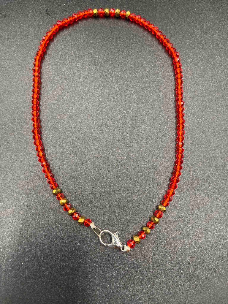Bright orange with gold beads single anklet