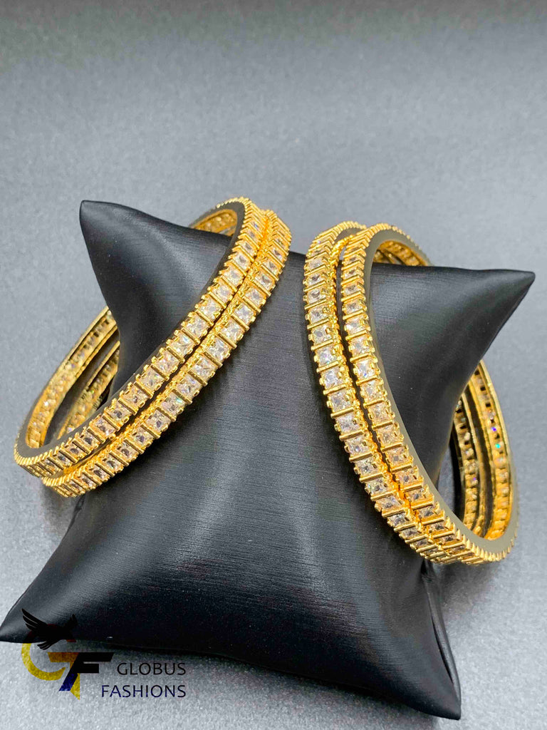 Square shape cz stones set of four bangles