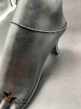 Black diamond beads single anklet