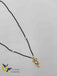 Single line black beads chain with kundan stones pendant