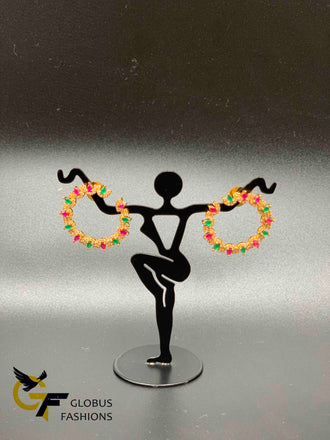 Multicolor stones round shape earrings