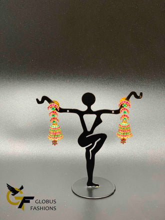 Multicolor stones simple jumka earrings