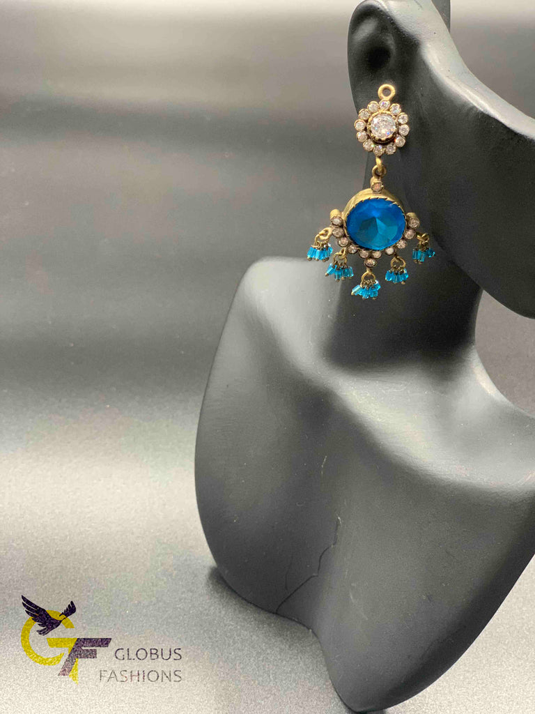 Beautiful cz stones and blue color stones Victorian necklace set
