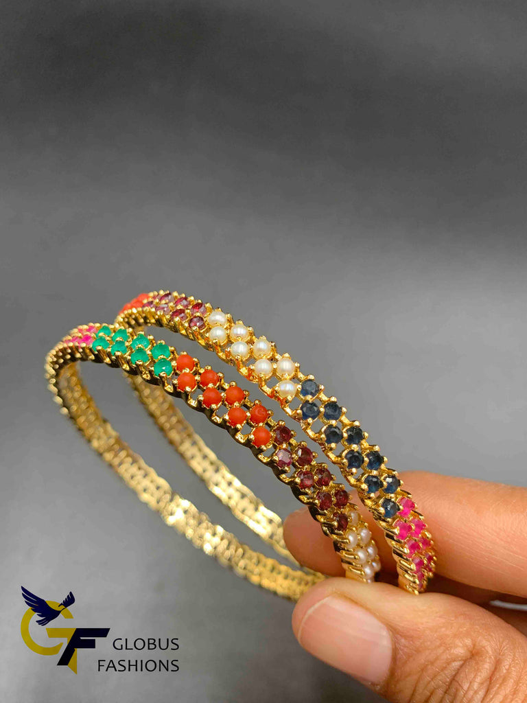 Navarathna Stones double line bangles