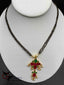 Multicolor Stones with Pearls pendant with double line black Diamond Beads Chain