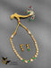 Kundan stones with emerald stones single line necklace