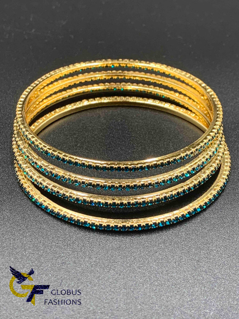 Bright sea green stones set of four bangles