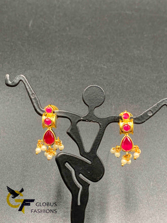 Full Ruby Stones with Pearls small earrings