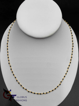 Single line black diamond beads with a gold twisted elegant chain