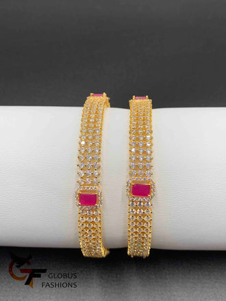 Cz stones with ruby stones bangles