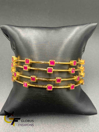 Ruby stones set of four bangles