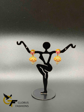 Small multicolor stones with pearls jumka earrings