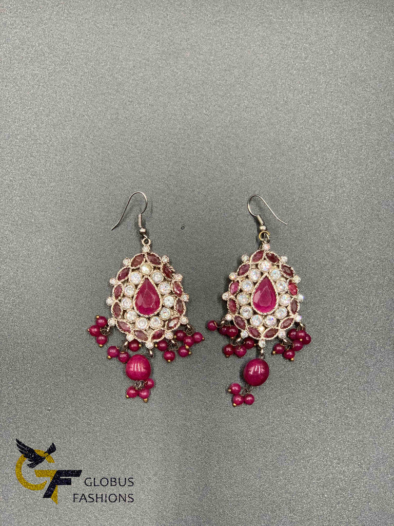 Traditional look cz stones with ruby stones Victorian jewelry necklace set