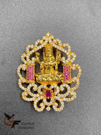 Traditional look Lakshmi print with cz stones and ruby stones hair clip