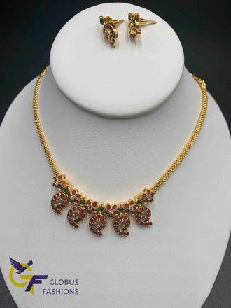 Traditional Ruby stones mango design necklace set