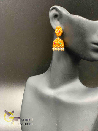Traditional and antique look small jumka earrings