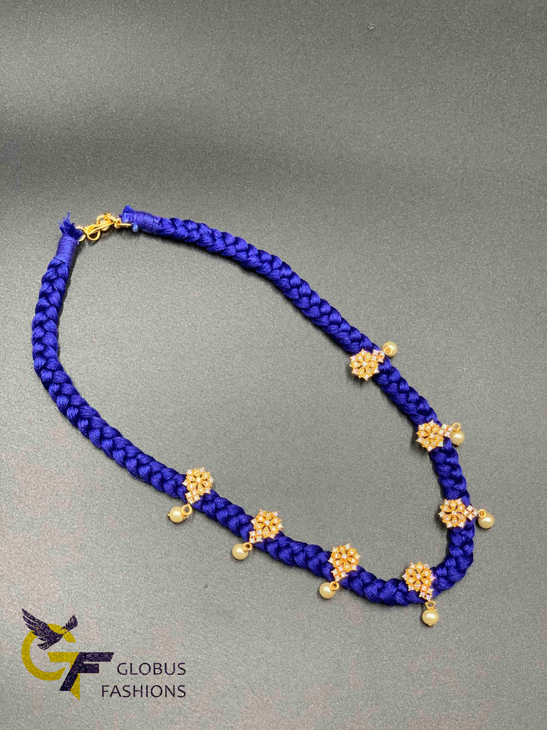 Nice silk thread braided chain with cz stones small pendants