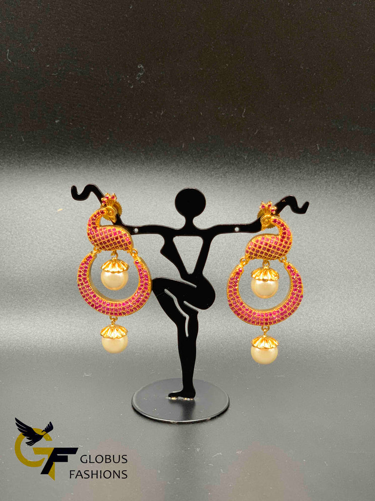 Beautiful and traditional look peacock design chandbali earrings
