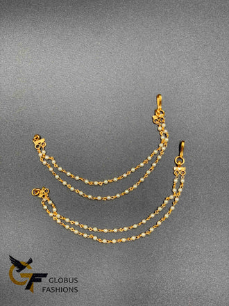 Double line pearls ear drop and dangling