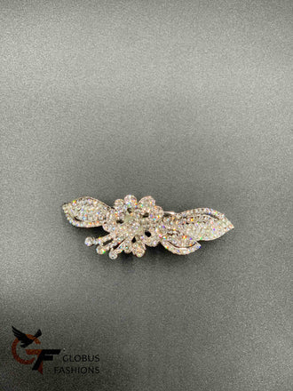 Beautiful flower design white color stones hair clip