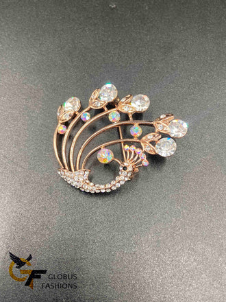 Peacock design cz stones saree pin/ brooch