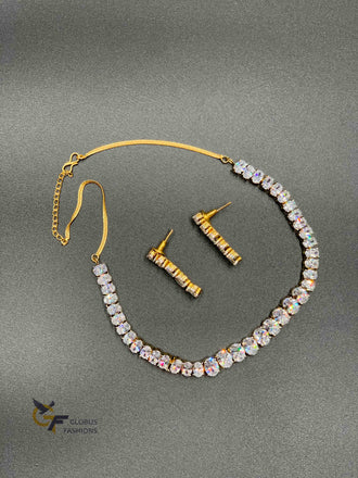 Cz stones Diamond design single line necklace set