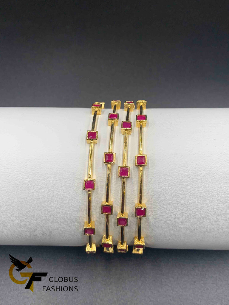 Ruby stones set of four bangles