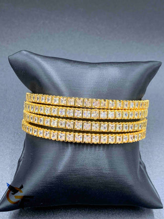 Square shape cz stones set of four bangles