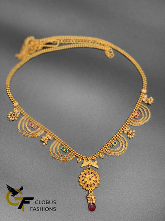 Traditional and antique look multicolor stones hip chain