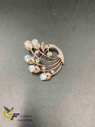 Peacock design cz stones saree pin/ brooch
