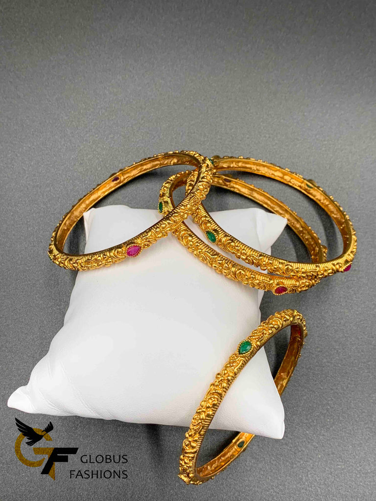 Antique look bangles with multicolor stones
