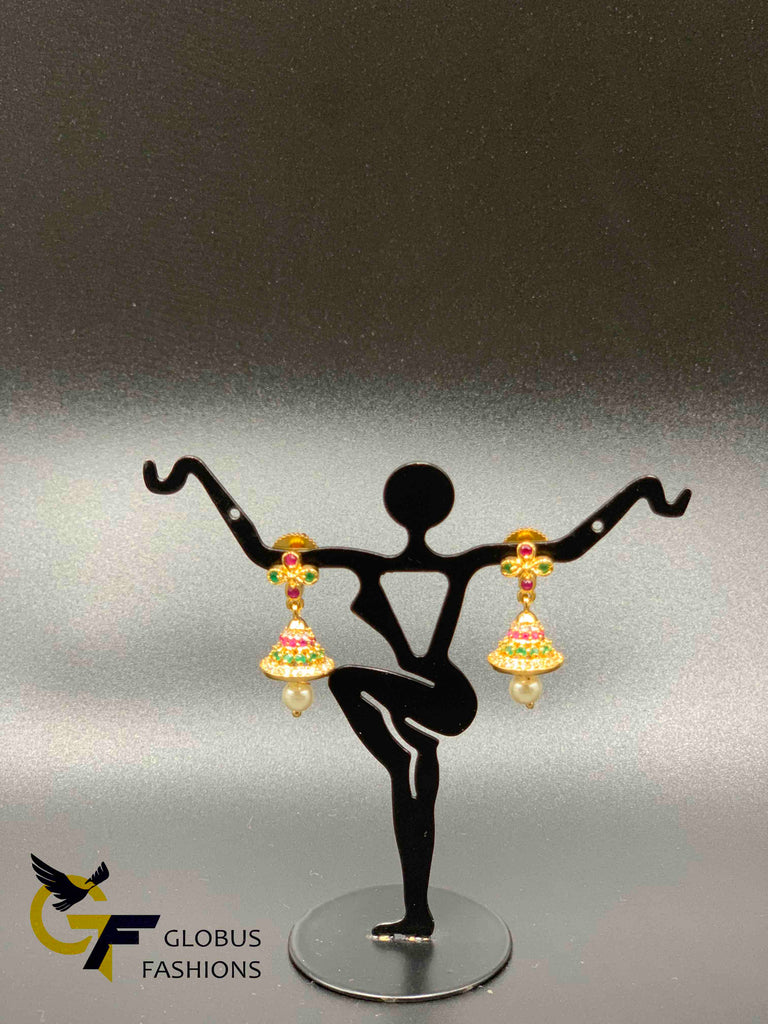 Multicolor stones small jumka earrings