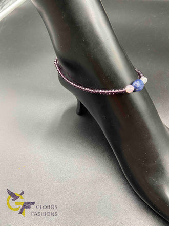 Light purple crystal beads single anklet