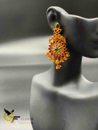 Traditional and antique look multicolor stones earrings