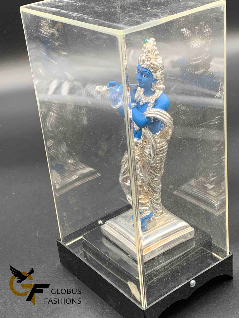 Blue enamel paint with silver coated lord kisha idol with securely covered fiberglass