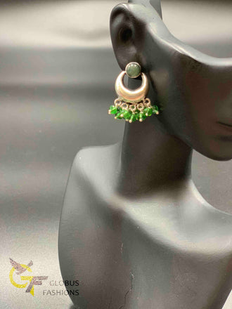 Oxidized German silver different color beads chandbali earrings