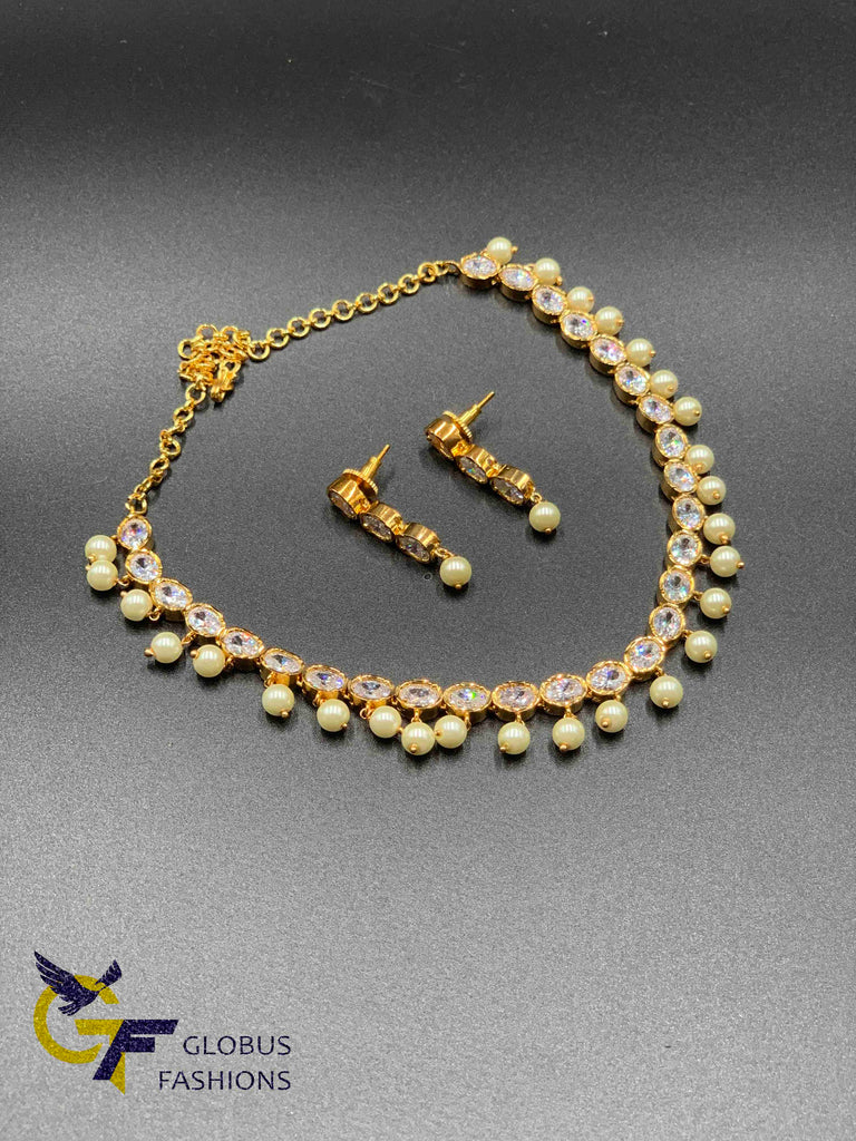 Emerald, cz stones and ruby stones necklace sets