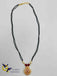 Cz stones and ruby stones pendant with black diamond beads chain