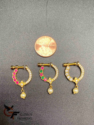 Multicolor Stones with Pearls nose rings