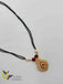 Cz stones and ruby stones pendant with black diamond beads chain