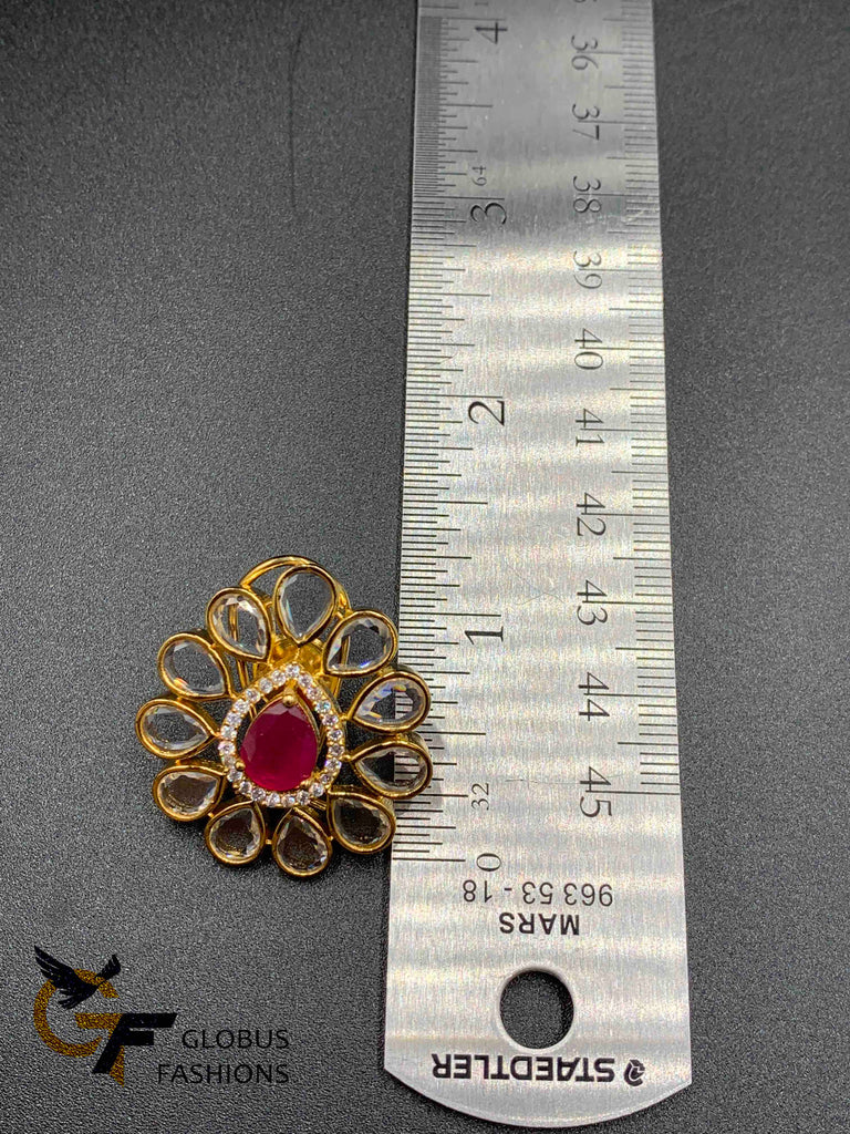 Cute uncut cz stones with ruby and sapphire stones big earrings